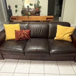 Vintage Chateau d'Ax maroon leather sofa set from 2004