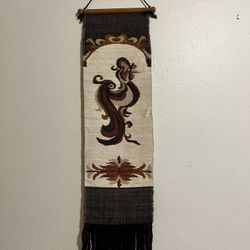 Antique tapestry "Rooster" handmade, material cotton