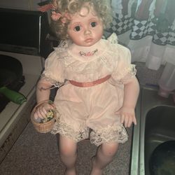 “Peaches & Cream" Signed Collectible Porcelain Doll By Ann Timmerman