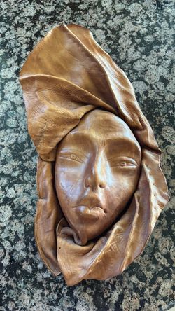 Vtg Handcrafted Molded LEATHER Sculpture WALL HANGING  ART