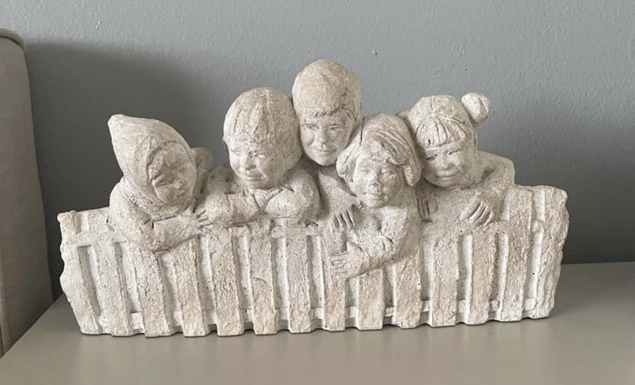 Vintage Austin Sculpture Hanging Out by Lydia Jordan 1987 Children at Fence