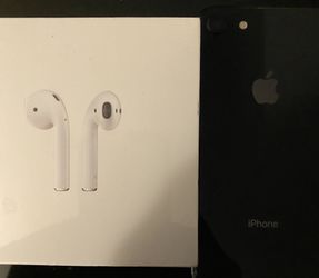 iPhone 8 64g unlocked and brand new AirPods