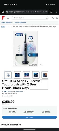 Oral-B iO Series 7 electric toothbrush with 2 brushes, black onyx