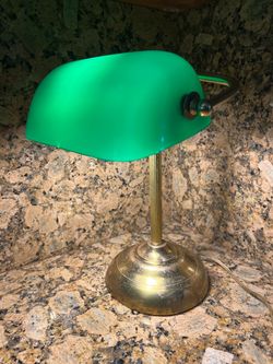 Banker's Desk Lamp Green Shade Brass Base