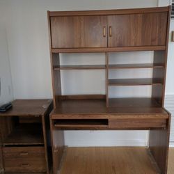 Office desk with removable hutch and printer desk