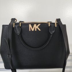 Michael Kors Black Leather Medium Florence Satchel Bag