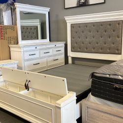 Ashley Farmhouse Storage Queen Bedroom Set Amazing Look Heavy & Lots Of Storage 