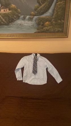 Boys TFW blue shirt with tie 6/7