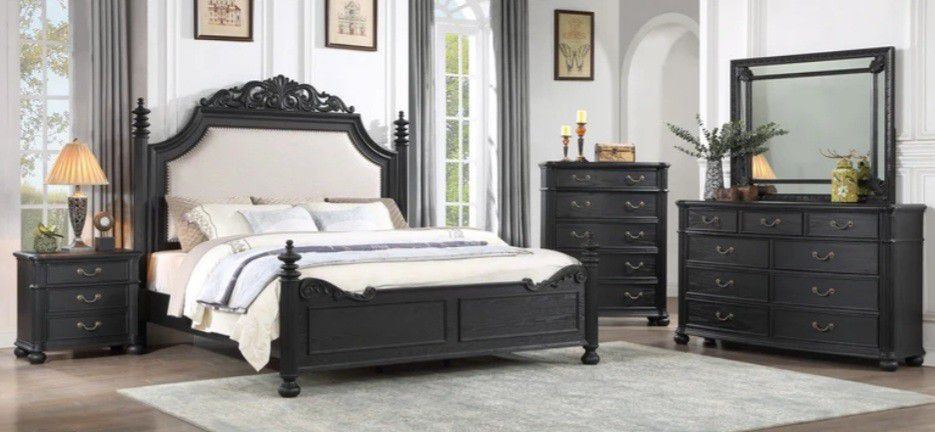 
5-PIECE (BED, DRESSER, MIRROR, NIGHTSTAND AND CHEST)Kingsbury Espresso Upholstered Panel Bedroom Set