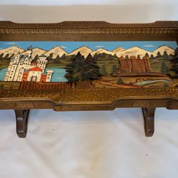 25 1/2 X 54 in ,Beautiful Carved Wood and Artwork , 3D,Glass Covered Coffee Table 