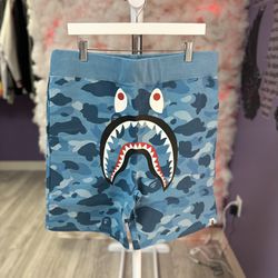 Bape Shorts Honeycomb Shark Face Blue Camo