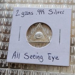 All Seeing Eye Illuminati. 999 Silver Bar 2g Pyramid 