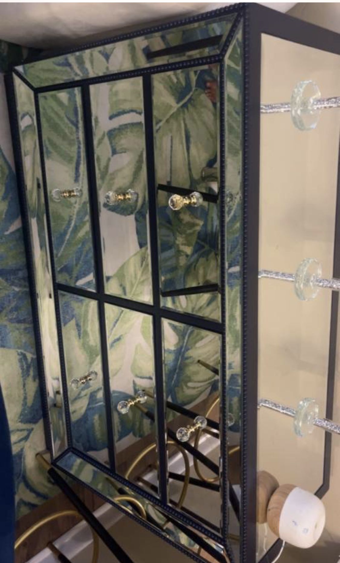 Mirrored Blue And Gold Dresser Set