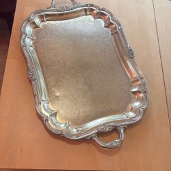 Silver On Copper Serving Tray 
