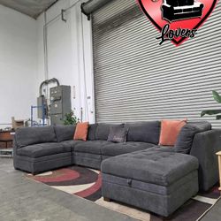 6pc Sectional Couch With Ottoman Storage-Free Delivery‼️
