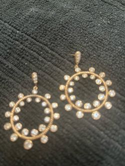 Diamonique stones 14kt yellow gold over sterling silver earrings