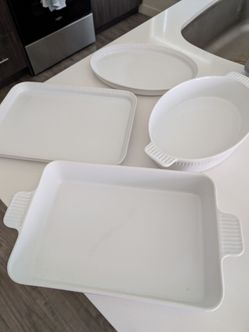 Over and Back Stoneware Serving Platter Set White