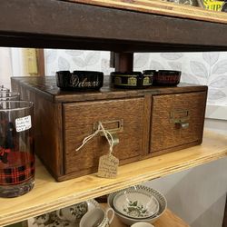 Antique 2 Drawer Library Card Catalog