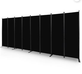 YASRKML 8 Panel Folding Privacy Screen, 6Ft Tall Room Divider, Black, Durable Fabric -