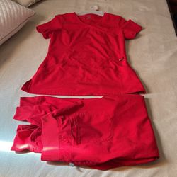 Red Scrubs Top And Bottom