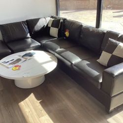 L Shape Faux Leather Sofa 