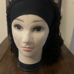  Water Wave Headband Wig Human Hair with Drawstring No-Slip Glueless Headband Half Human Hair Wig 150% Density Natural Black 10”