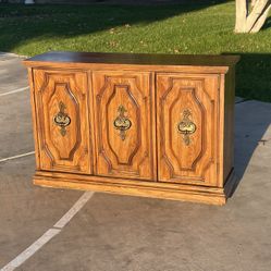 All Wood Mid Century Modern Vintage Antique Cabinet Dresser Entry Table Buffet Credenza Sideboard