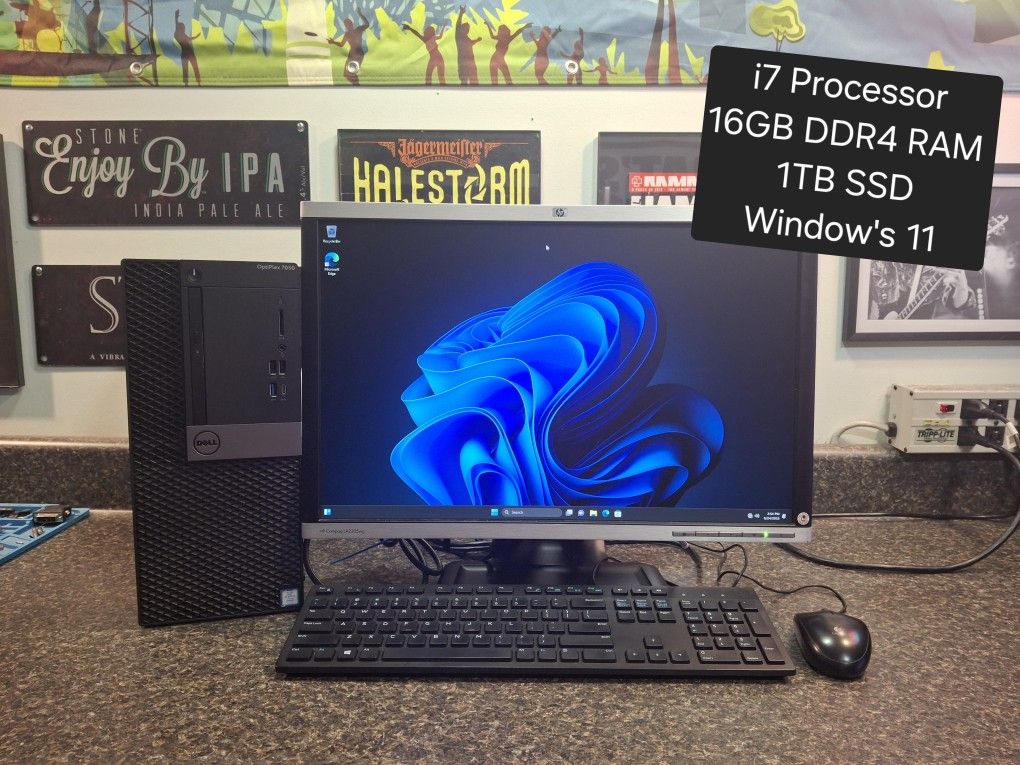 Dell i7 Desktop Computer With Monitor Keyboard And Mouse Included