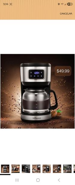 12-cup programmable coffee maker, drip coffee maker with touch screen, 12-cup maintenance function, automatic shutdown, stainless steel construction