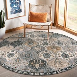 Lahome Moroccan Washable Round Rug 5ft, Soft Vintage Circle Rug For Dining Room Office Bedroom Bathroom Entryway, Distress Non Slip Low Pile Stain Res