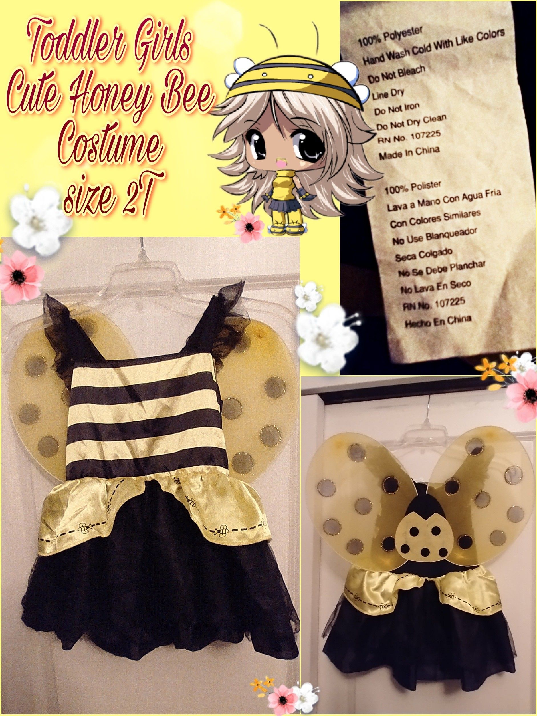 Toddler size 2T Cute Honey Bee Costume