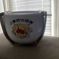 Disney. Ceramic Bowl With Chopsticks . Winnie The Pooh..