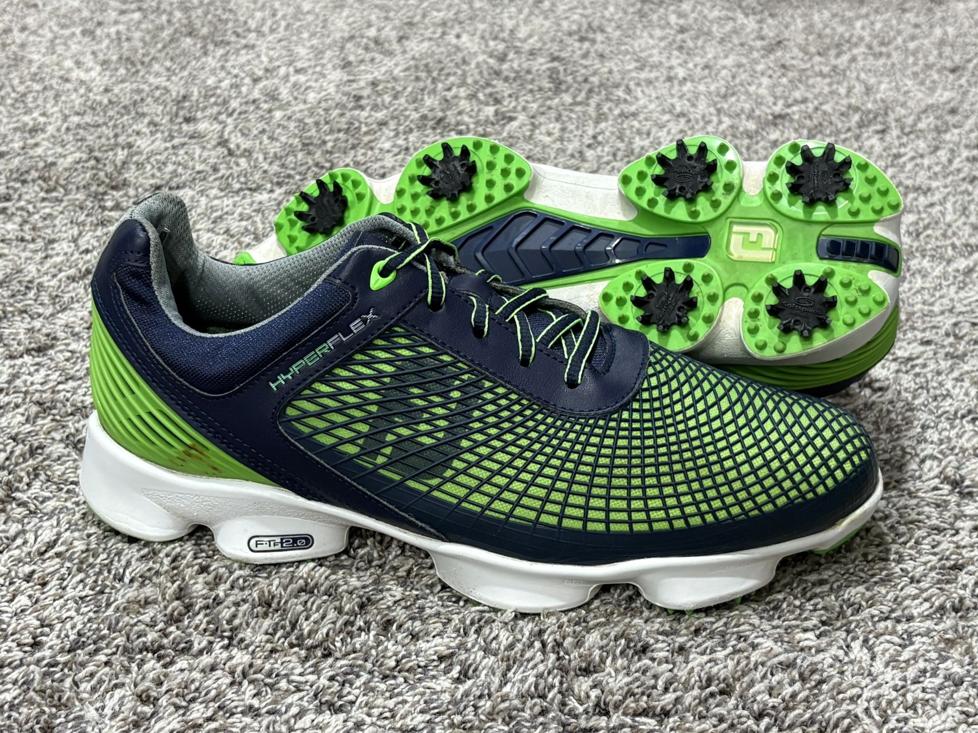 Men's FOOTJOY ‘Hyper Flex’ Navy Blue / Green Golf Shoes Size US 10 - D