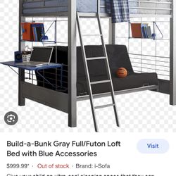 Build-a-Bunk Gray Full/Futon Loft Bed