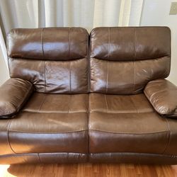 Brown Leather Love Seat- Barely Used 250 OBO