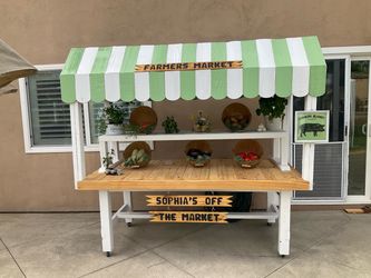 Farmers Market Stand with Striped Awning