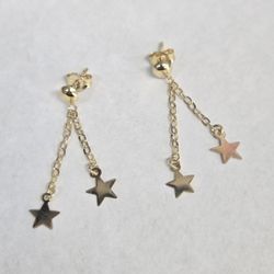 10kt Gold Star Dangle Earrings 