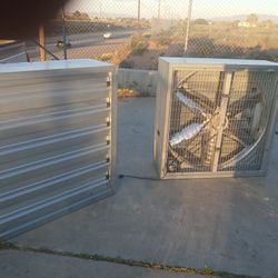 2 LARGE 43IN BELT DRIVE EXHAUST FANS W/ SHUTTER