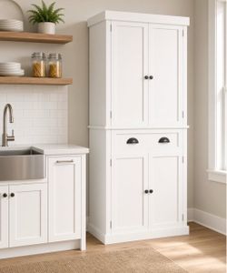 72" Kitchen Pantry Cabinet, Tall Pantry Storage Cabinet with Drawer and 4 Adjustable Shelves, Freestanding Pantry Cupboard Cabinet for Kitchen, Dining