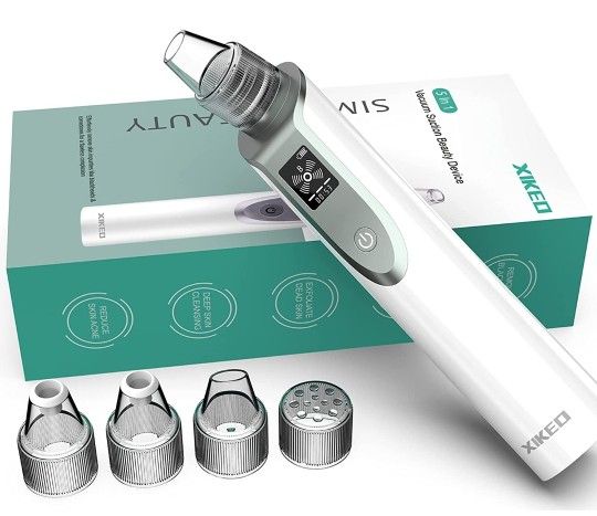 Blackhead Remover Vacuum-Pore Cleaner Vacuum Electric Suction Facial Comedo Acne Extractor Tool with LED Display for Women & Men (white)