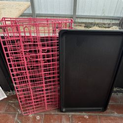pink dog cage 
