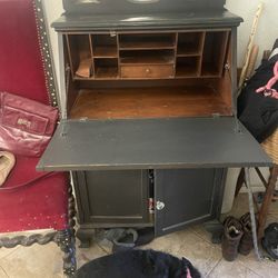 Vintage Cabinet With Desktop And Drawers 