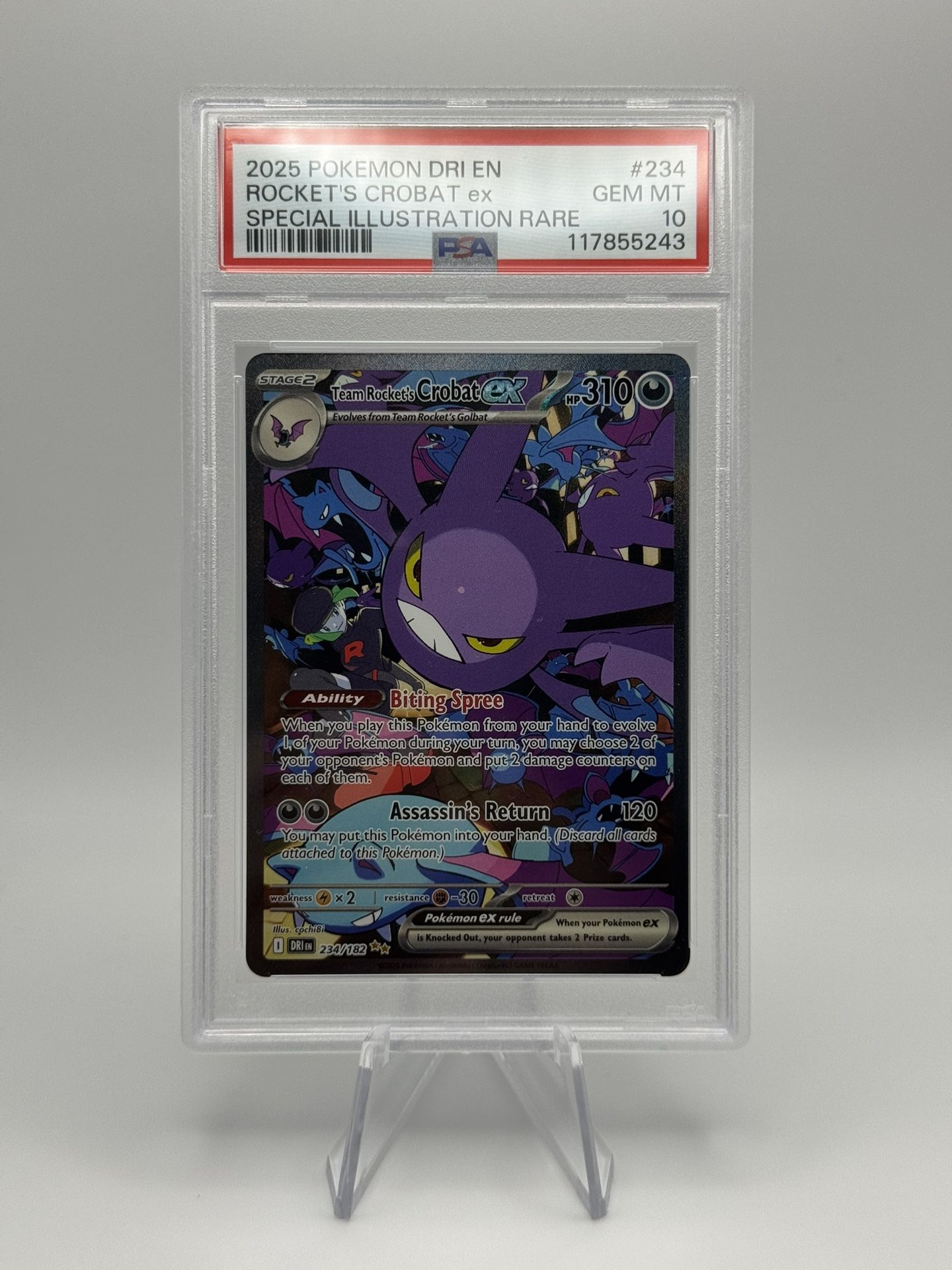 Pokemon TCG: Destined Rivals - Team Rocket's Crobat EX 234/182 SIR PSA 10