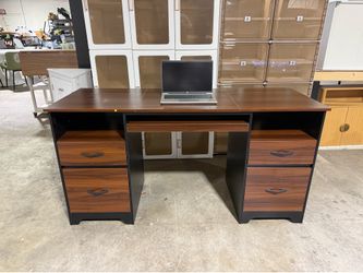 Brand new 59” Computer Desk with 4 Drawers, Office Desk with Storage, Industrial Executive Desk with File Drawer, Keyboard Tray & 2 Pedestals for Home