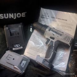 SunJoe 20v Cordless Drill/Driver W/Fast Charger,Battery(No Good)And Bag