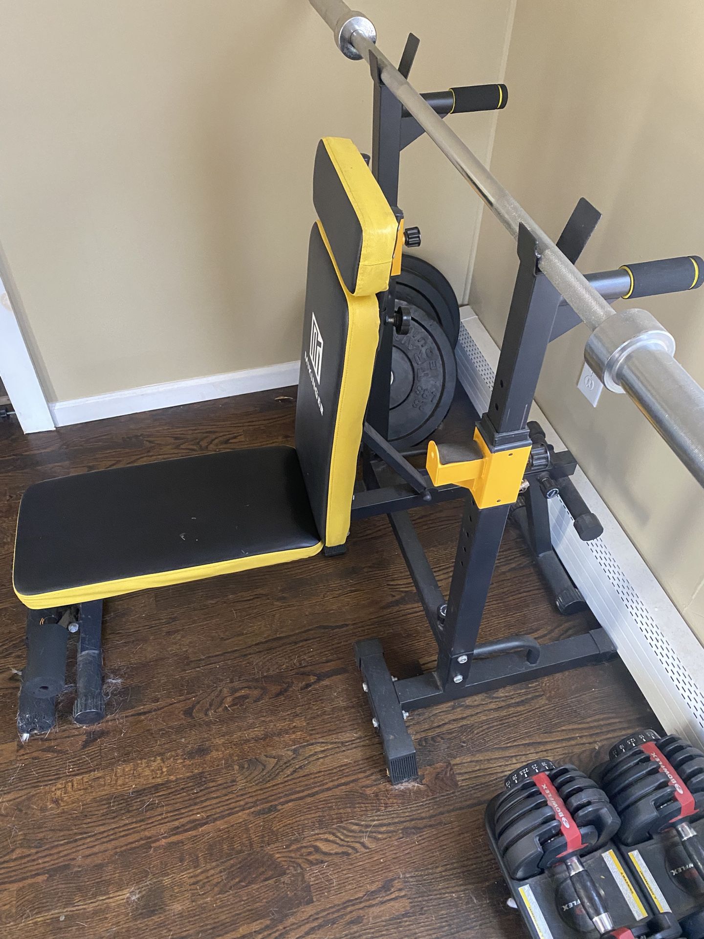 Weight Set Bench And Adjustable Dumbbells