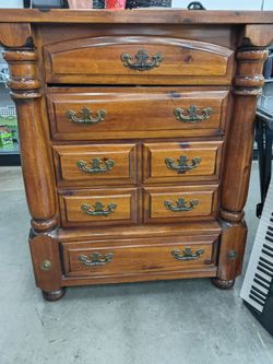 Solid Wood Chest of Drawers with Brass Hardware