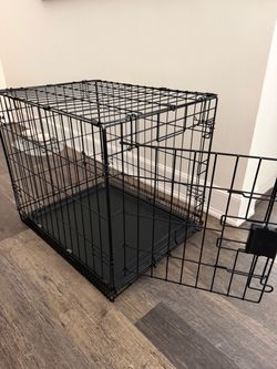 Foldable Metal Wire Small Dog Crate with Removable Tray, Divider Panel, Single Door, Easy, 24" x 18" x 20", Black