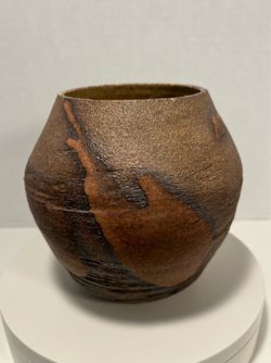 Mid-Century Modern Hand Thrown Pottery Planter Pot Vase Signed Alan Hese