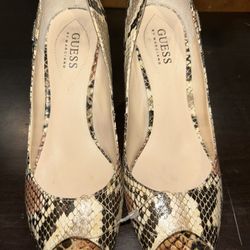 Guess By Marciano Faux Snakeskin Open-Toe Pumps Women Heels - Size 7.5